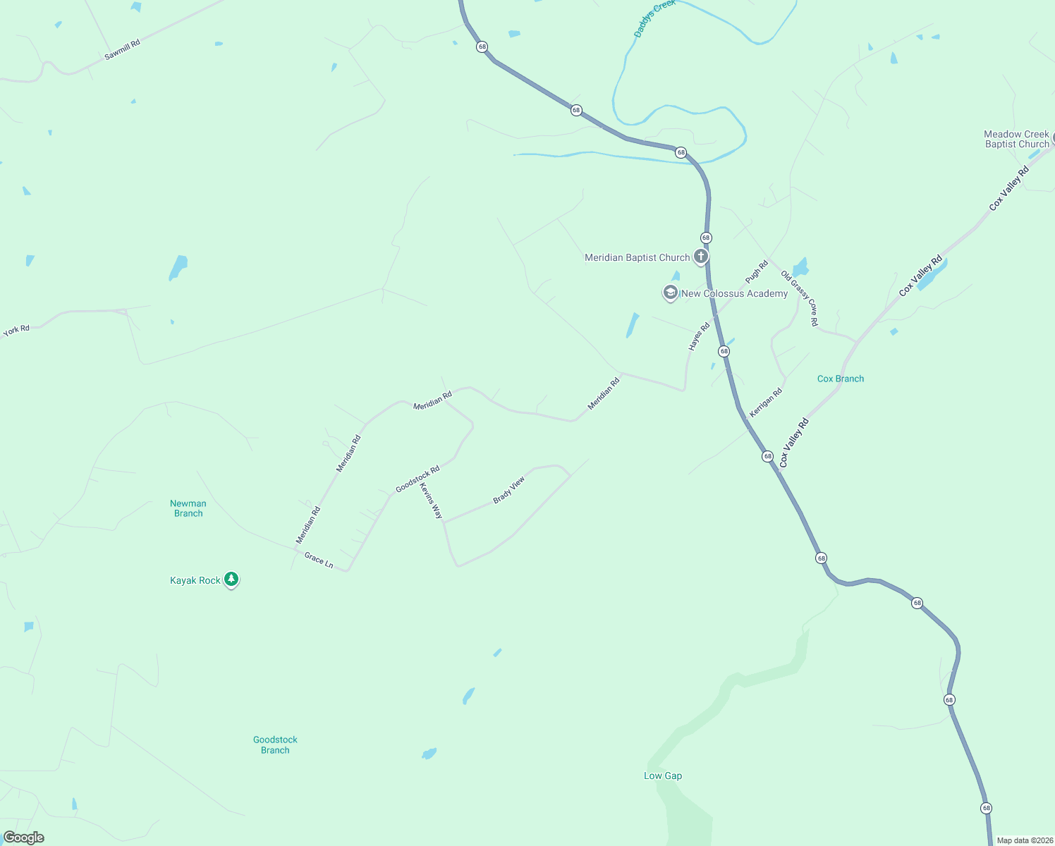map of restaurants, bars, coffee shops, grocery stores, and more near 377 Meridian Road in Crossville