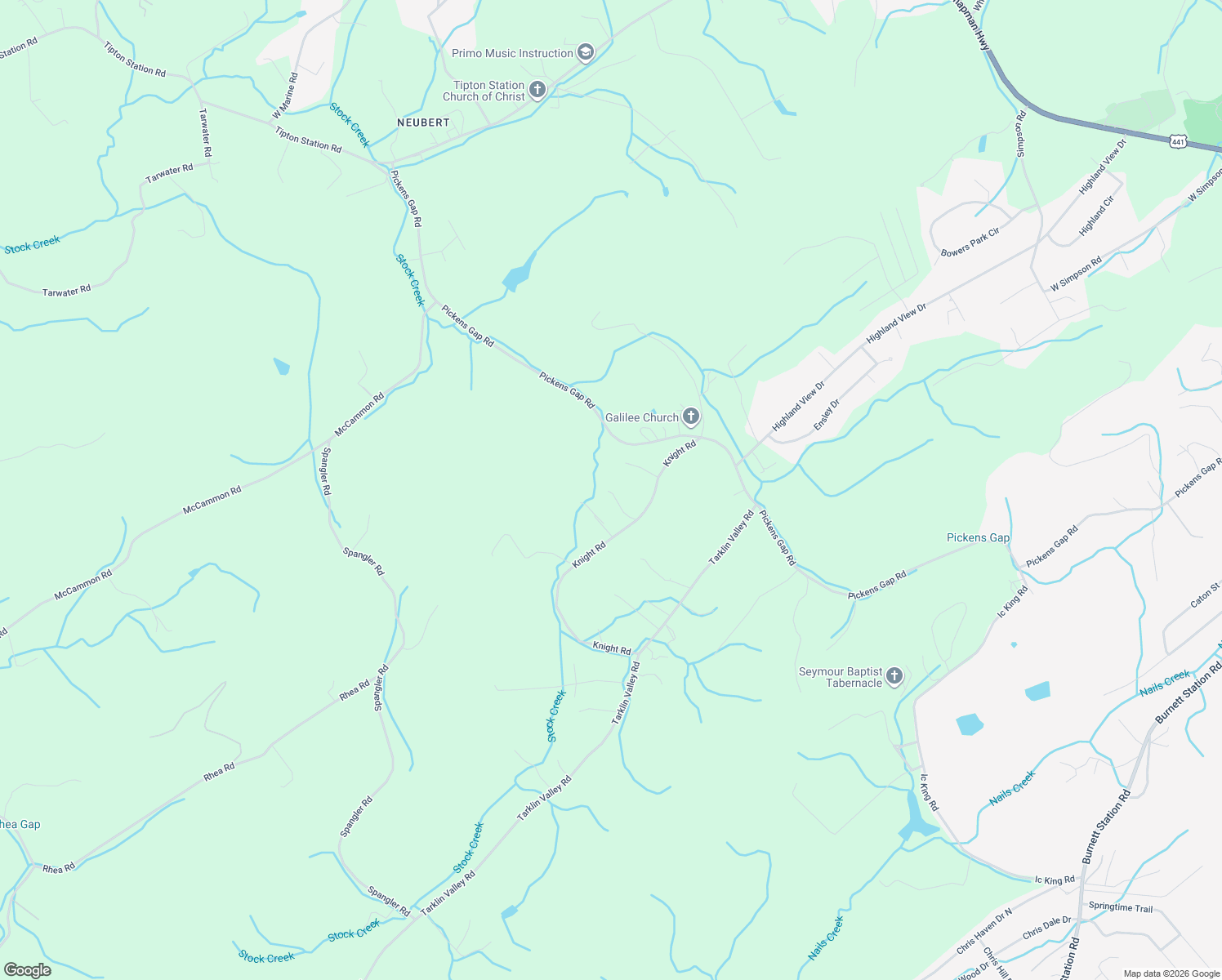 map of restaurants, bars, coffee shops, grocery stores, and more near 720 Knolls View Drive in Knoxville
