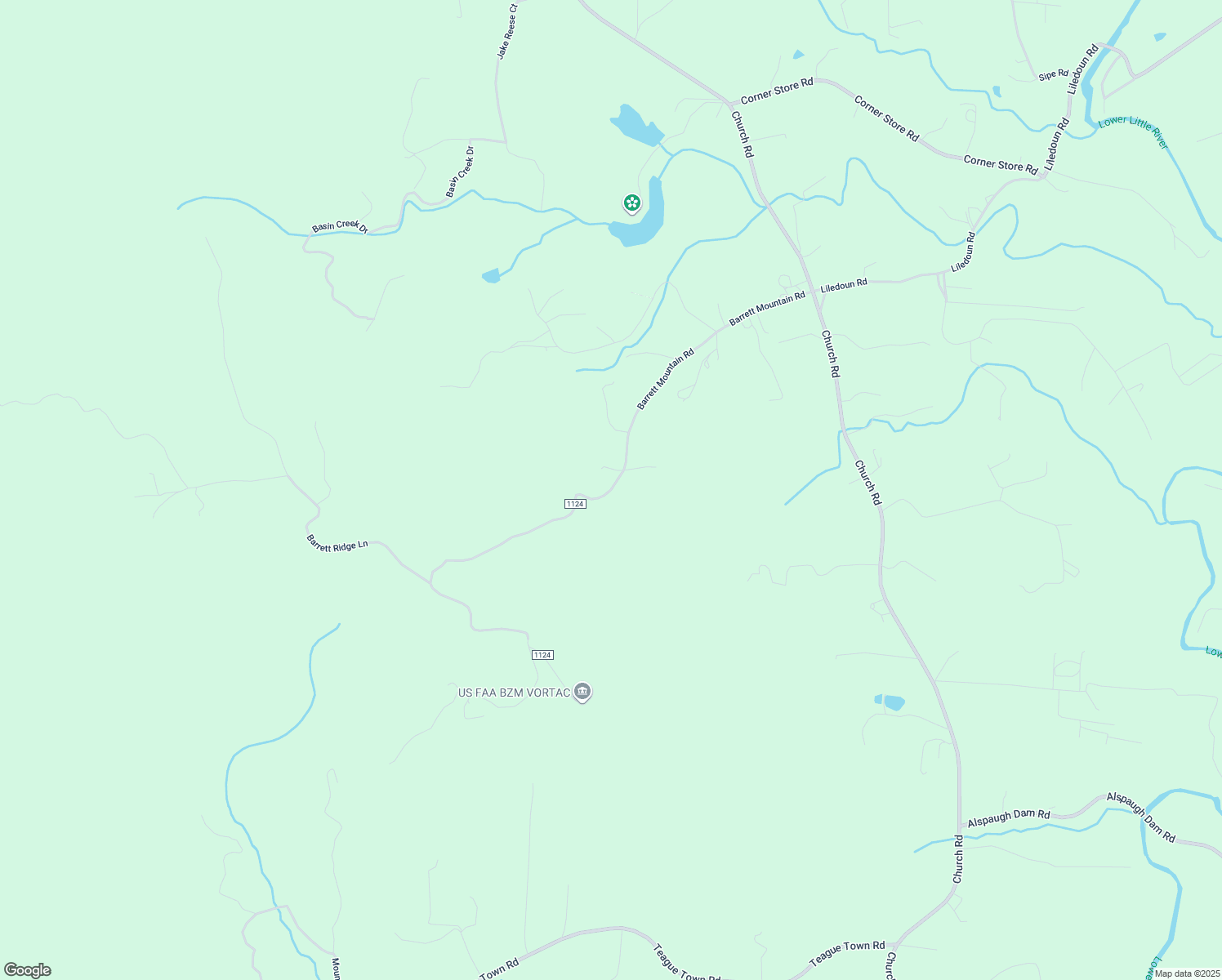 map of restaurants, bars, coffee shops, grocery stores, and more near Barrett Mountain Road in Alexander County