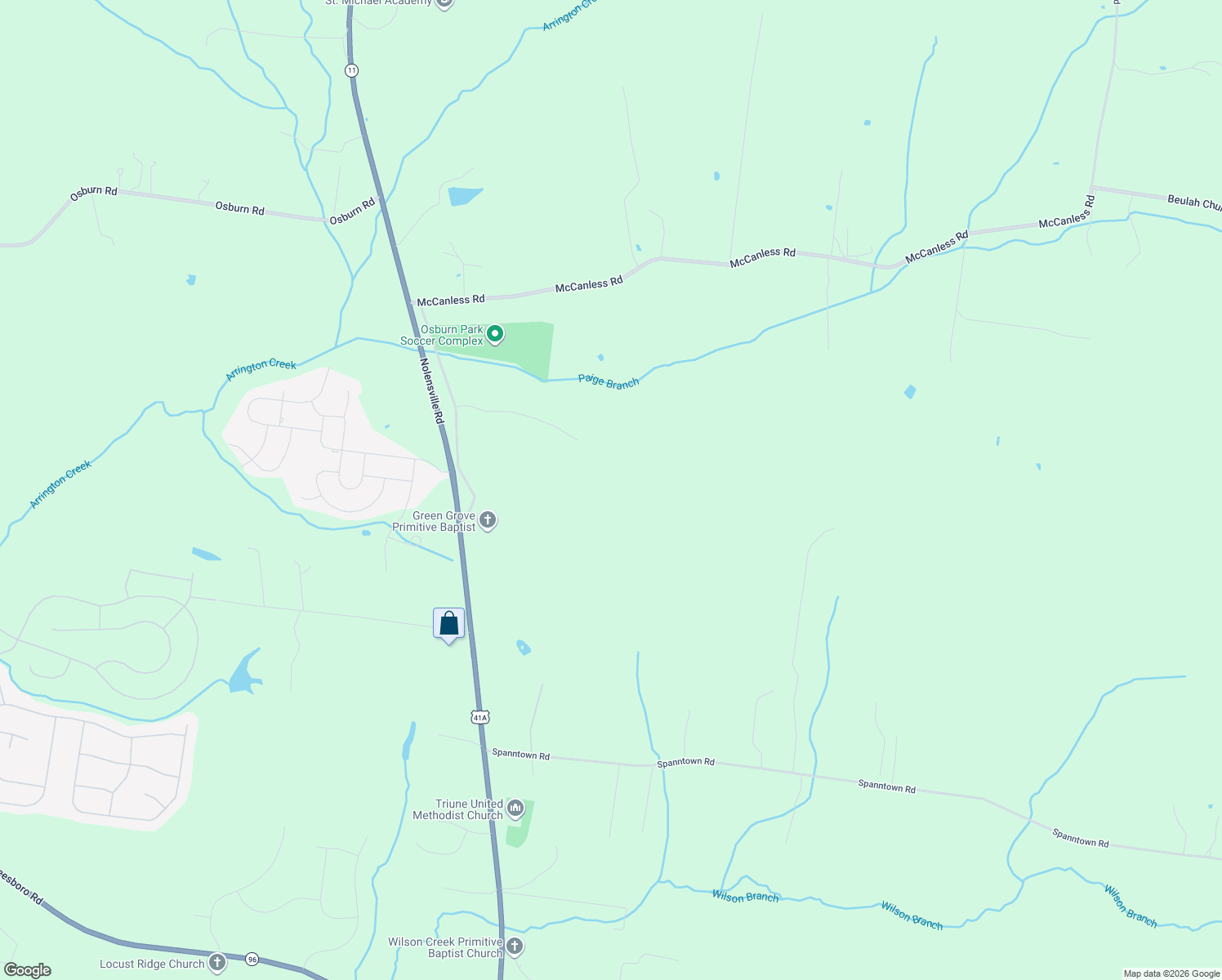 map of restaurants, bars, coffee shops, grocery stores, and more near 7818 Nolensville Road in Nolensville