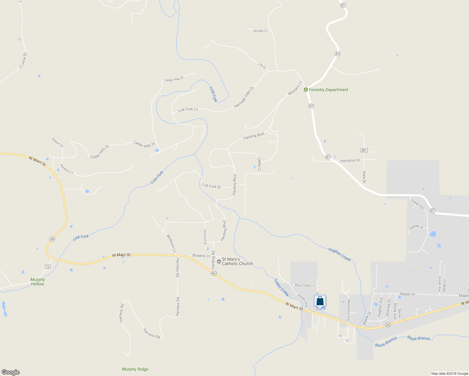 map of restaurants, bars, coffee shops, grocery stores, and more near Harding Boulevard in Mountain View