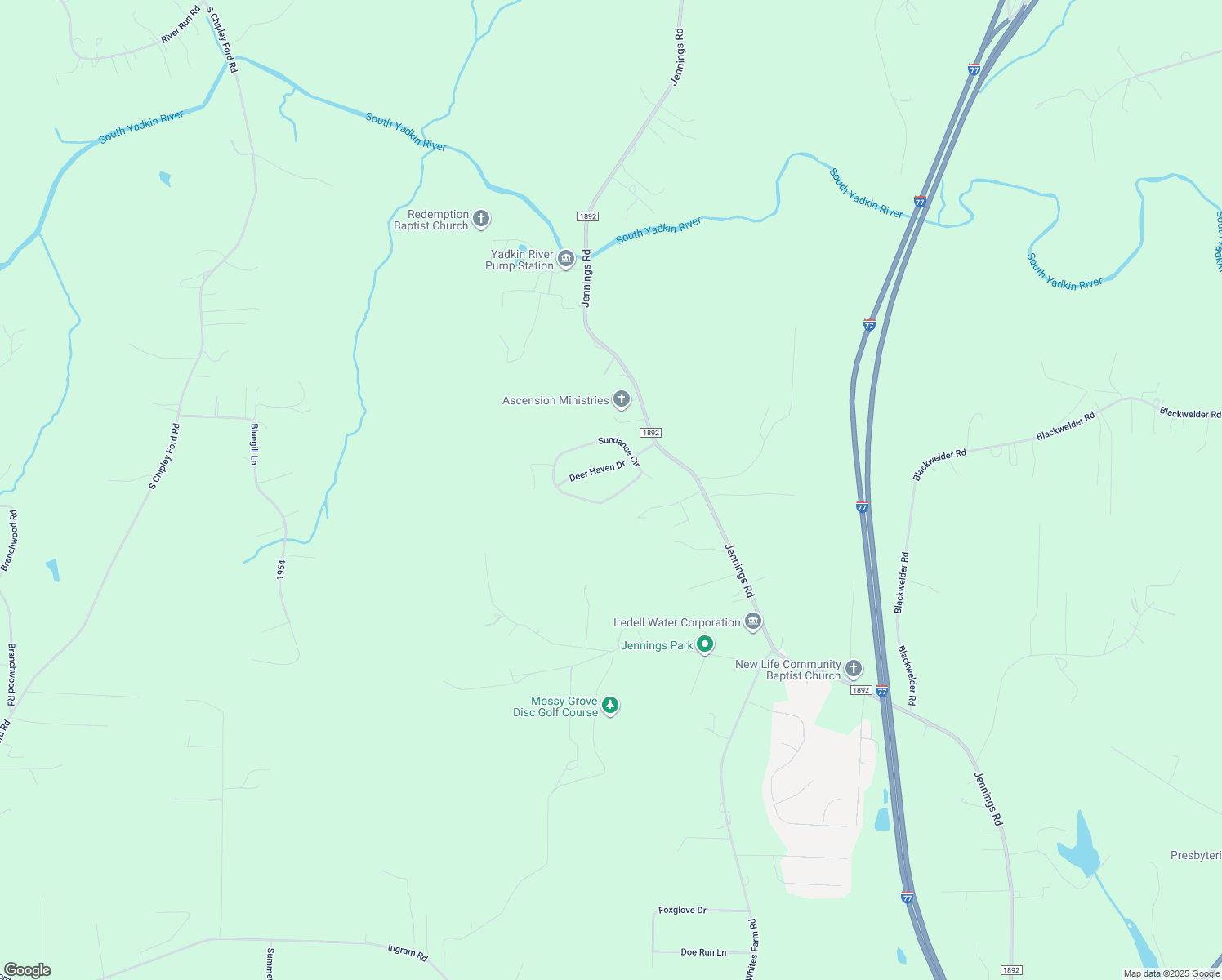 map of restaurants, bars, coffee shops, grocery stores, and more near 126 Sundance Circle in Statesville