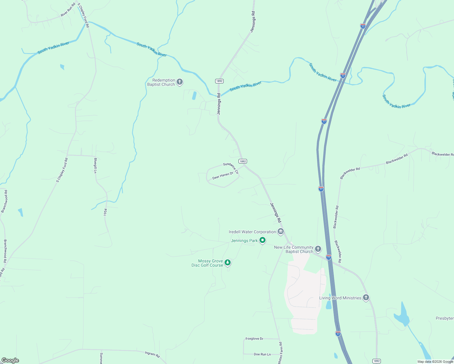 map of restaurants, bars, coffee shops, grocery stores, and more near 126 Sundance Circle in Statesville