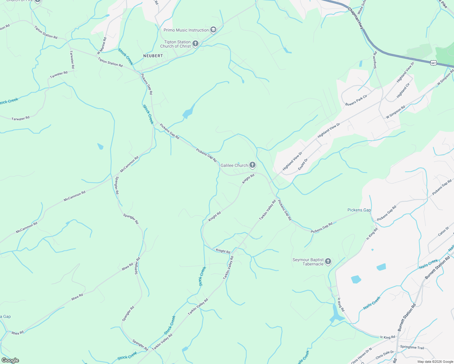 map of restaurants, bars, coffee shops, grocery stores, and more near 720 Knolls View Drive in Knoxville