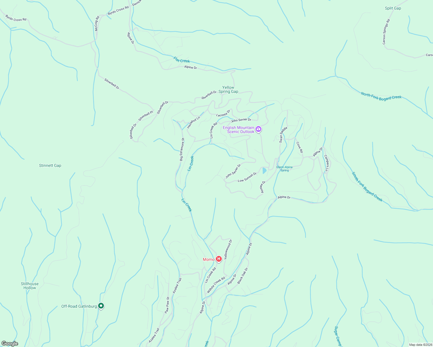 map of restaurants, bars, coffee shops, grocery stores, and more near 1154 Chestnut Ridge Court in Sevierville