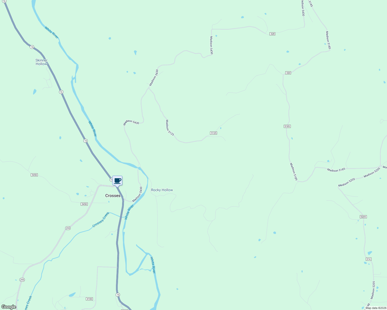 map of restaurants, bars, coffee shops, grocery stores, and more near 665 Madison 5125 in Elkins