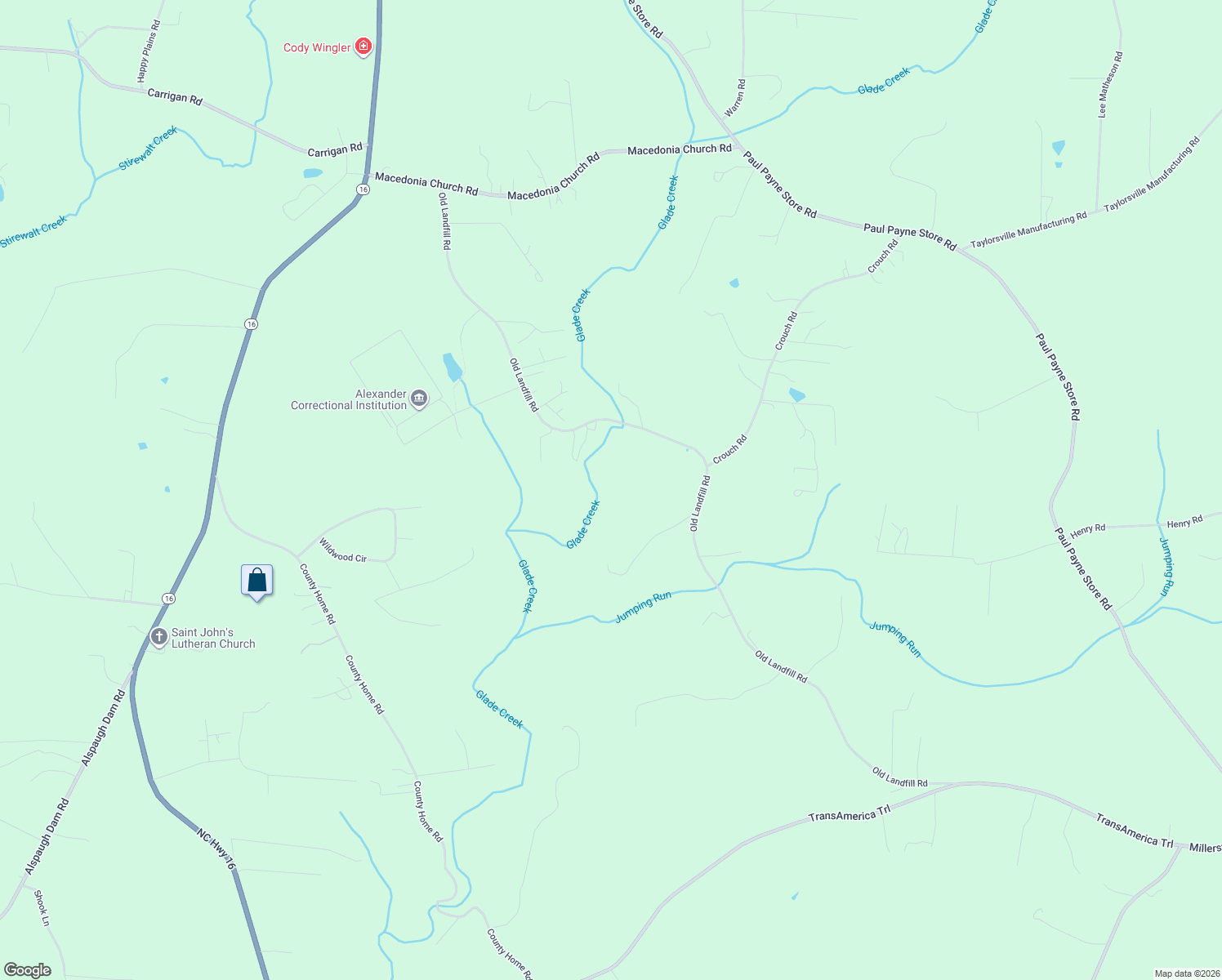 map of restaurants, bars, coffee shops, grocery stores, and more near 1030 Old Landfill Road in Township of Taylorsville
