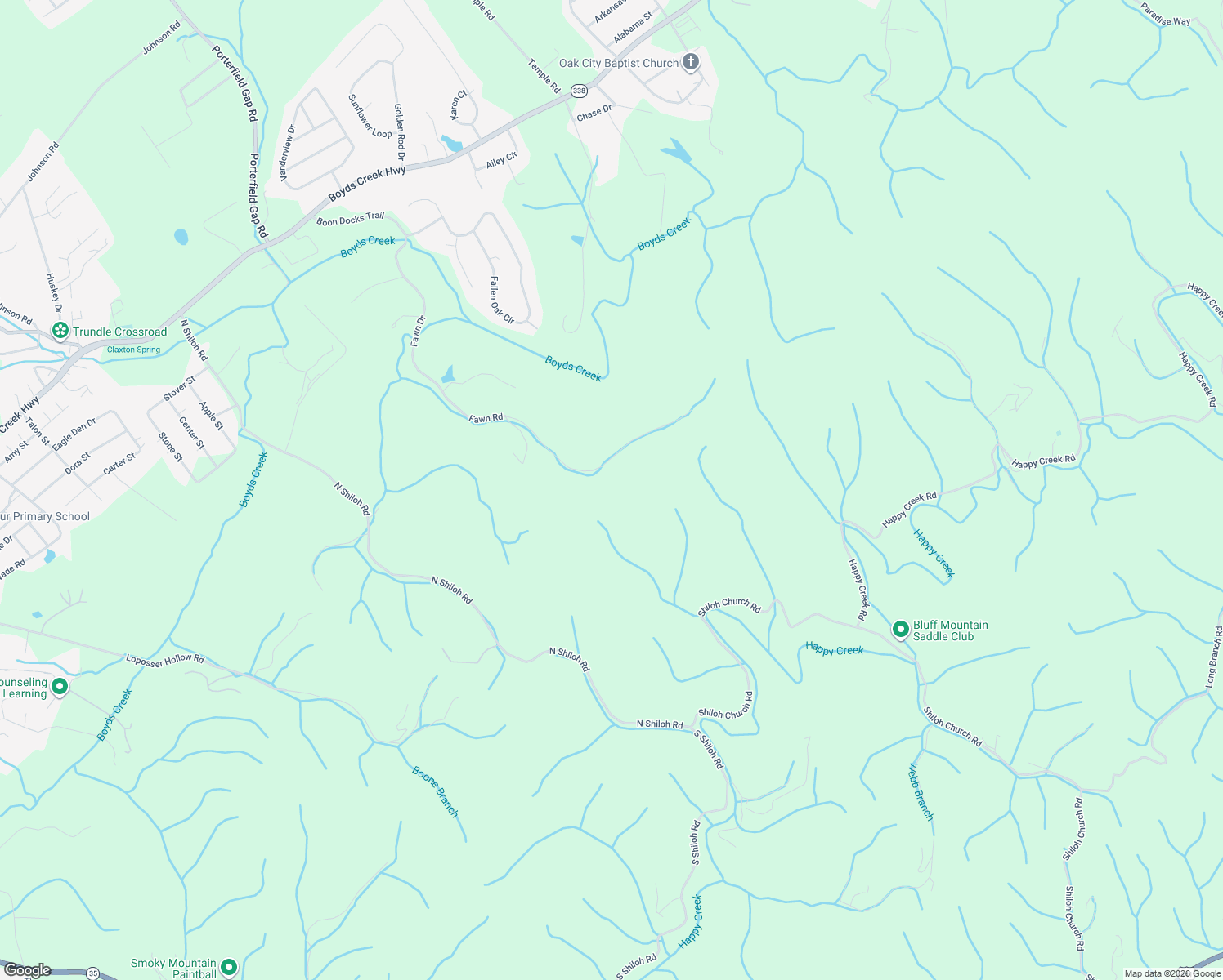 map of restaurants, bars, coffee shops, grocery stores, and more near 1431 Fawn Road in Seymour