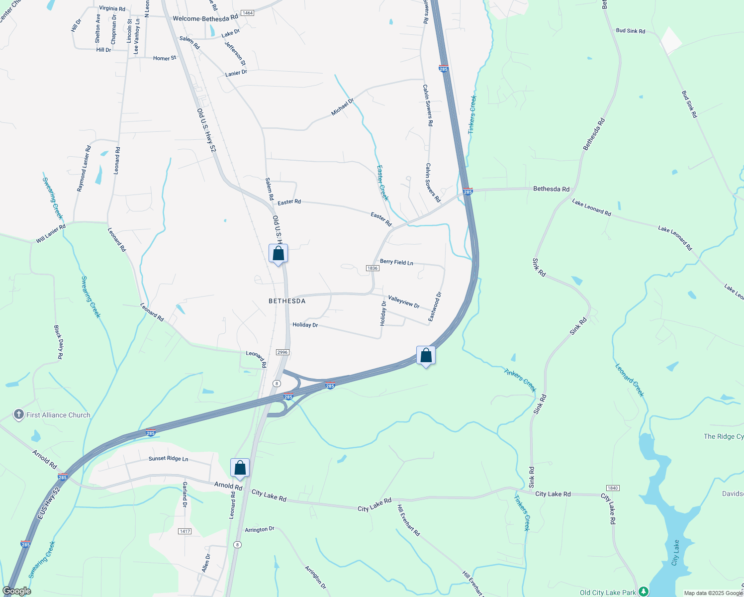 map of restaurants, bars, coffee shops, grocery stores, and more near 124 Valleyview Drive in Lexington