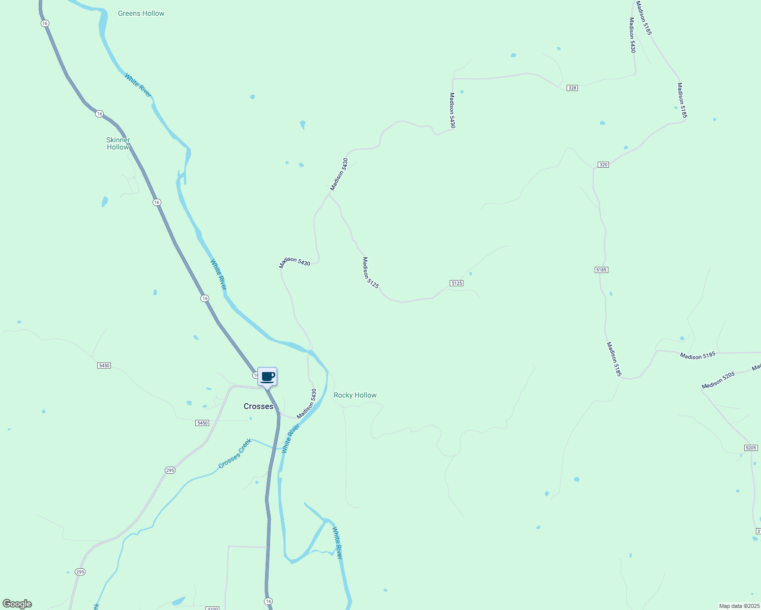 map of restaurants, bars, coffee shops, grocery stores, and more near 665 Madison 5125 in Elkins
