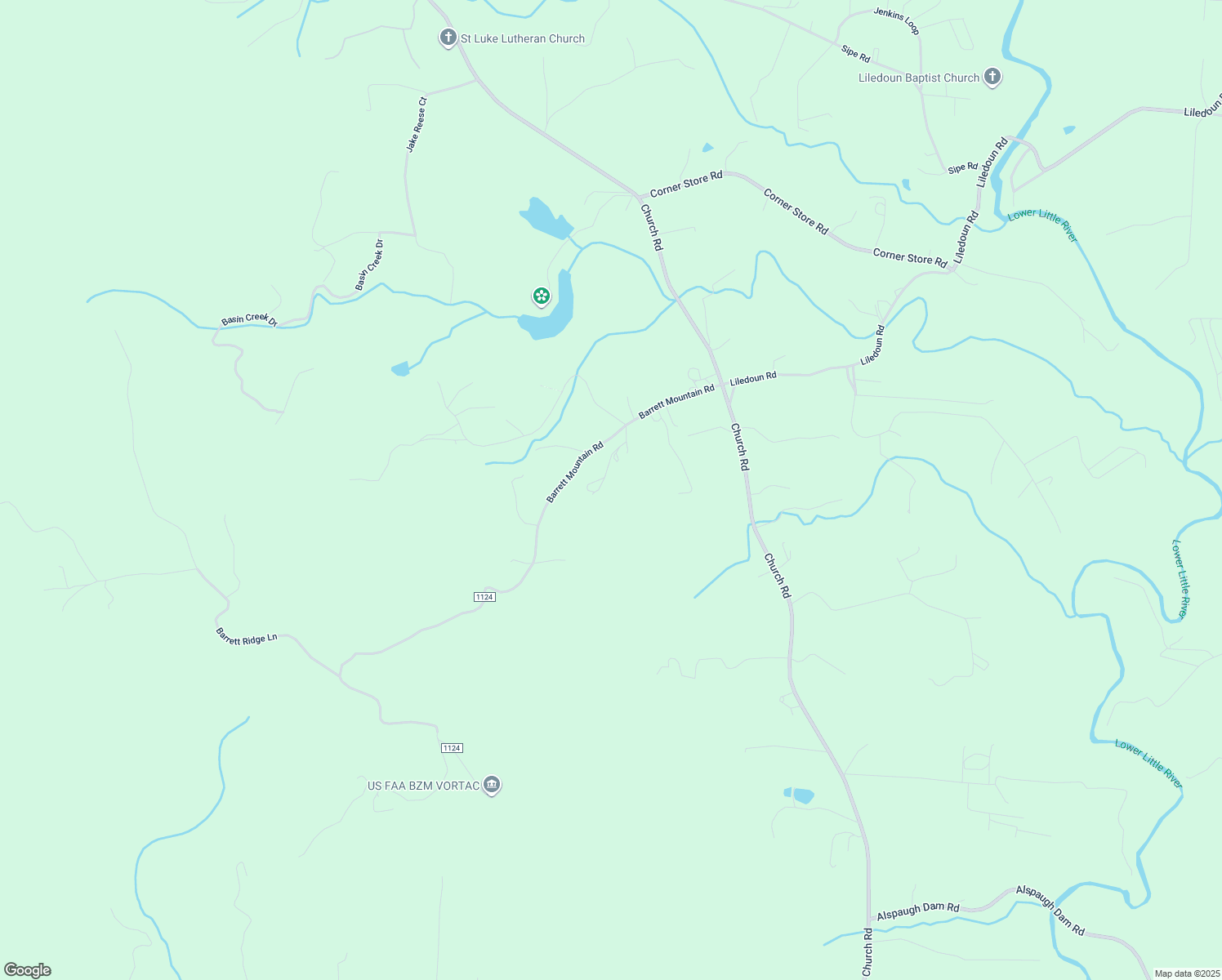 map of restaurants, bars, coffee shops, grocery stores, and more near Barrett Mountain Road in Alexander County