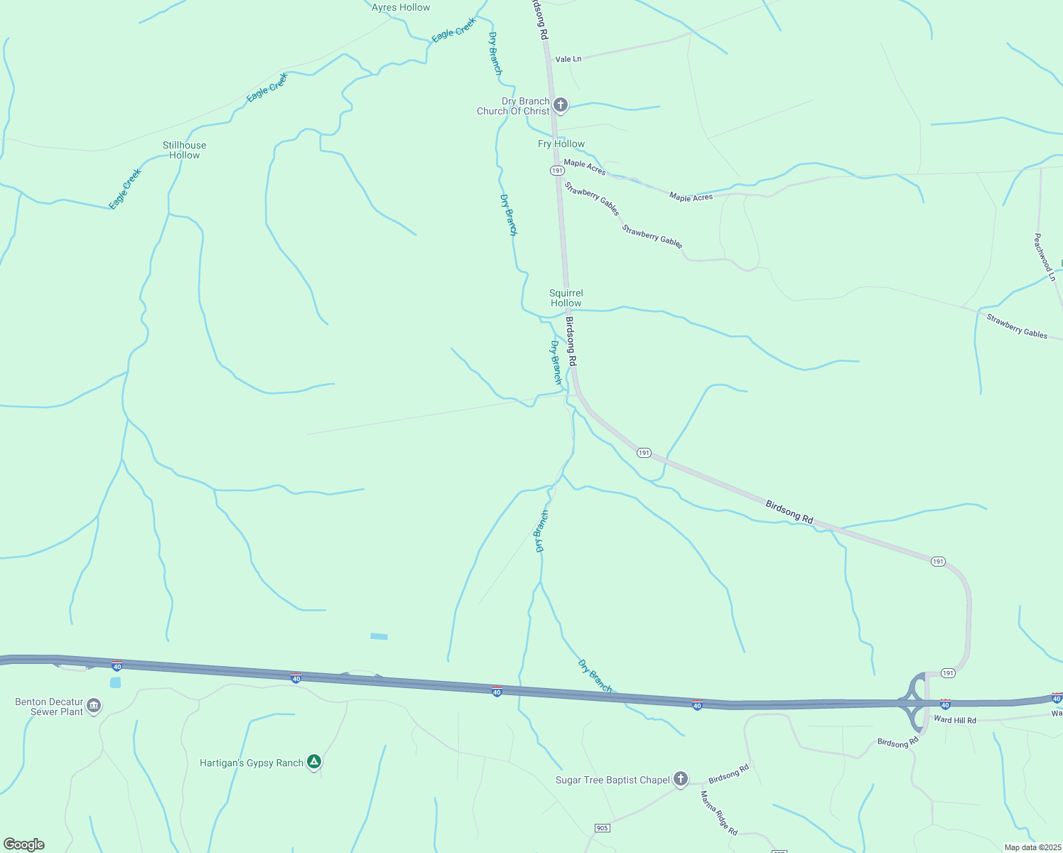 map of restaurants, bars, coffee shops, grocery stores, and more near 180 Wilbanks Cemetery Road in Holladay