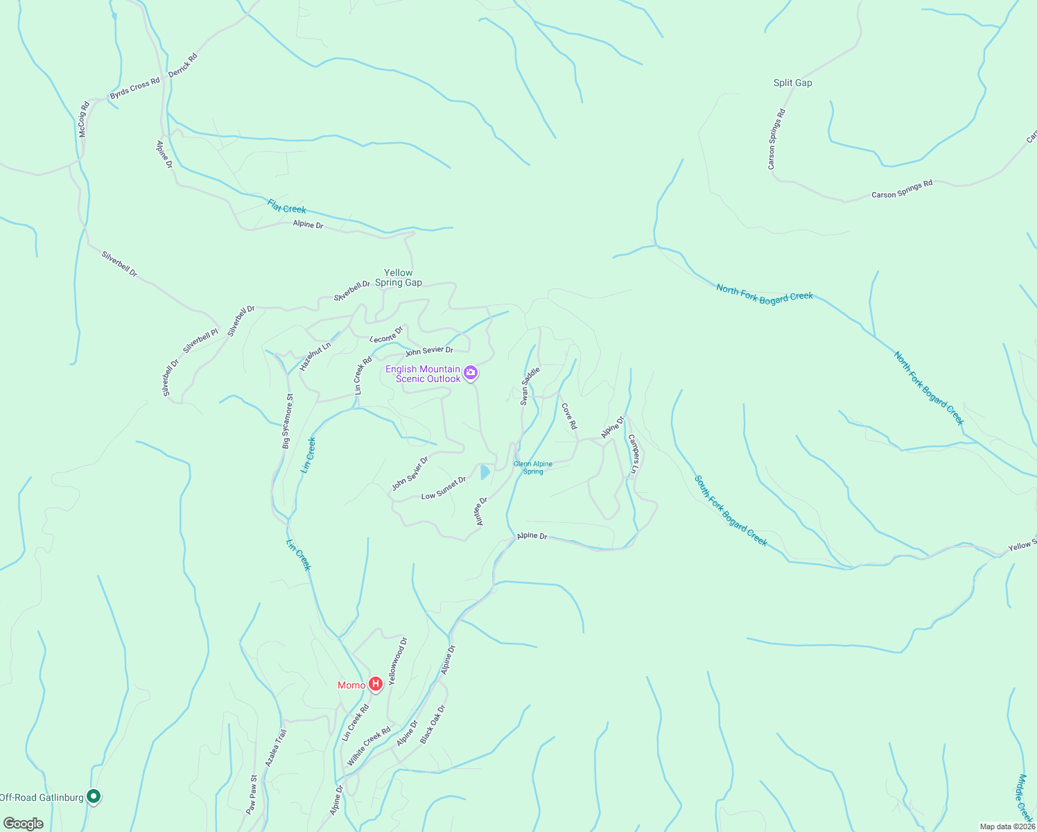 map of restaurants, bars, coffee shops, grocery stores, and more near 1050 McKinley Street in Sevierville