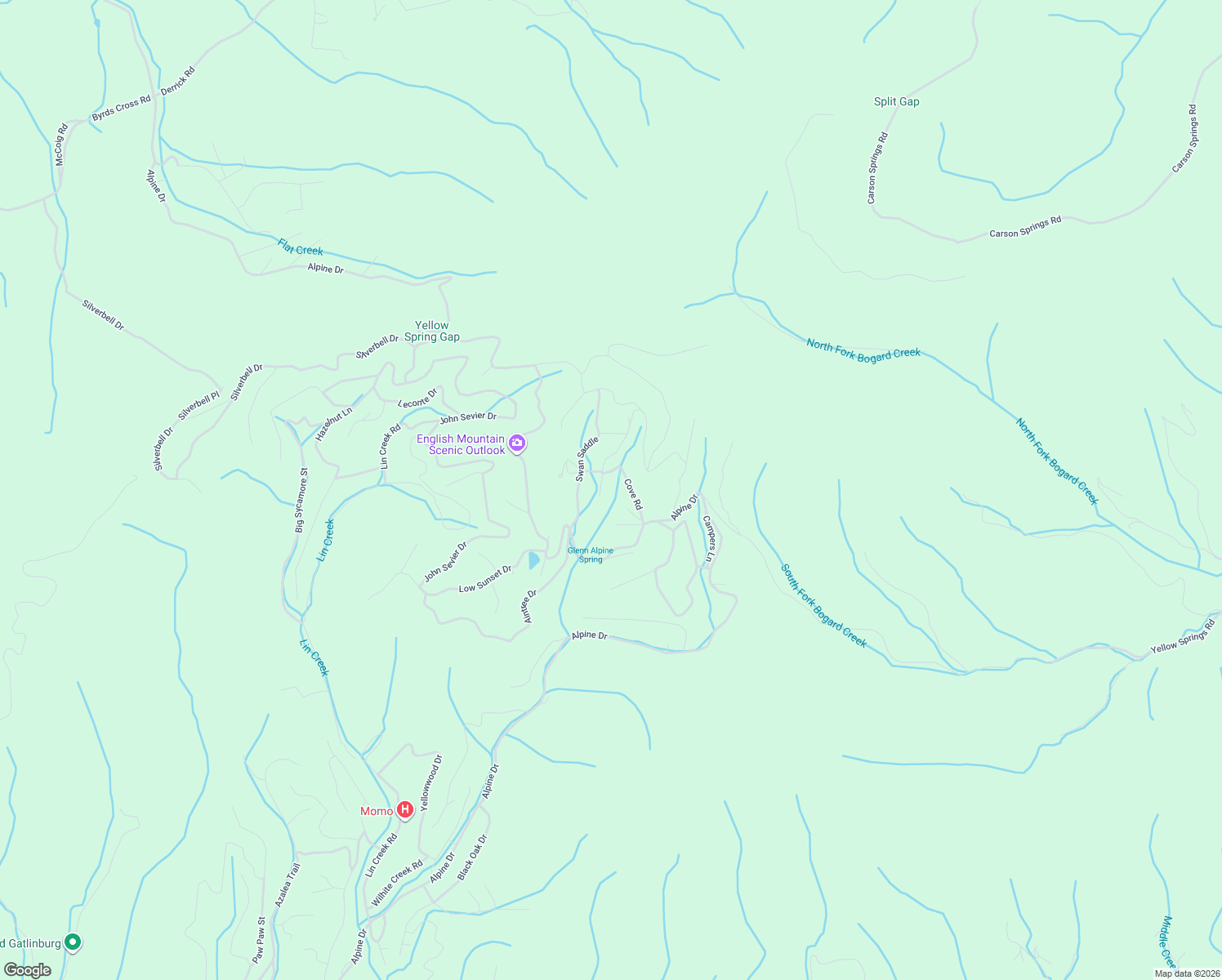 map of restaurants, bars, coffee shops, grocery stores, and more near 1081 Cove Road in Sevierville