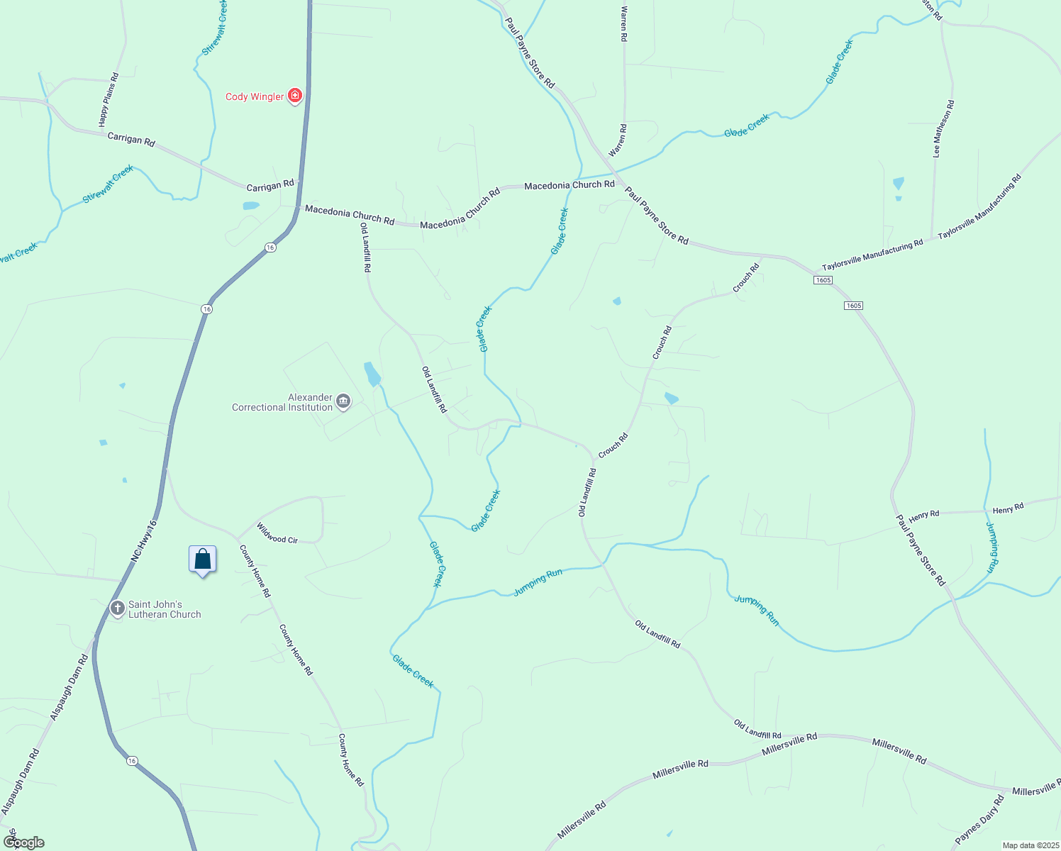 map of restaurants, bars, coffee shops, grocery stores, and more near Old Landfill Road in Taylorsville