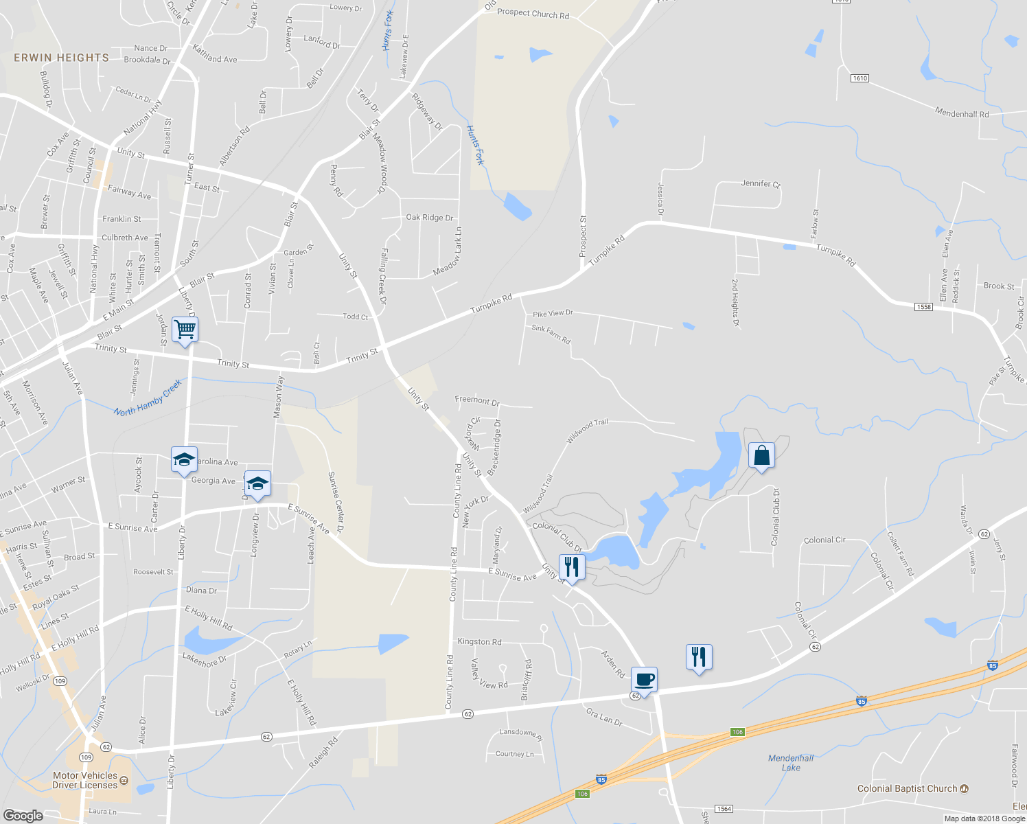 map of restaurants, bars, coffee shops, grocery stores, and more near 304 Freemont Drive in Thomasville