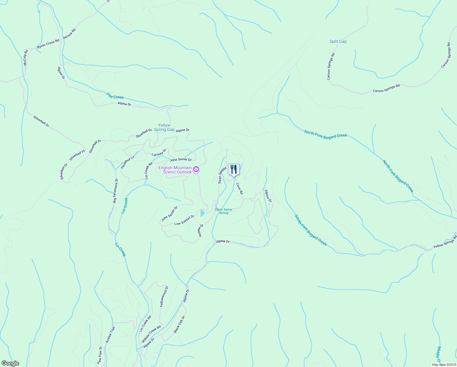 map of restaurants, bars, coffee shops, grocery stores, and more near 1081 Cove Road in Sevierville