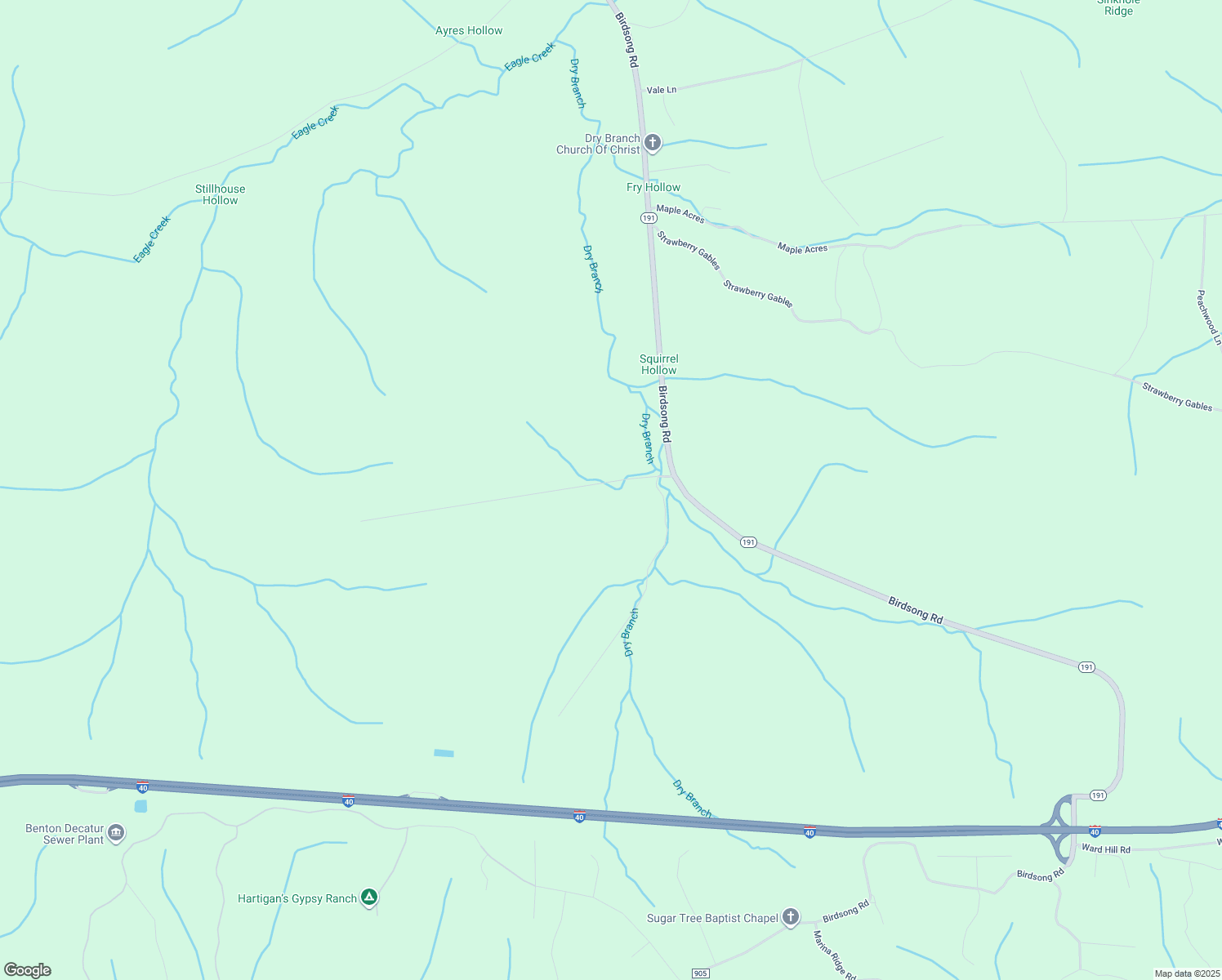 map of restaurants, bars, coffee shops, grocery stores, and more near 180 Wilbanks Cemetery Road in Holladay