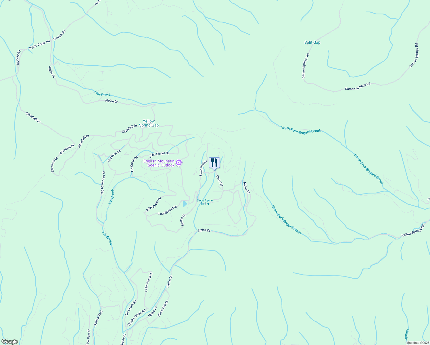 map of restaurants, bars, coffee shops, grocery stores, and more near 1081 Cove Road in Sevierville