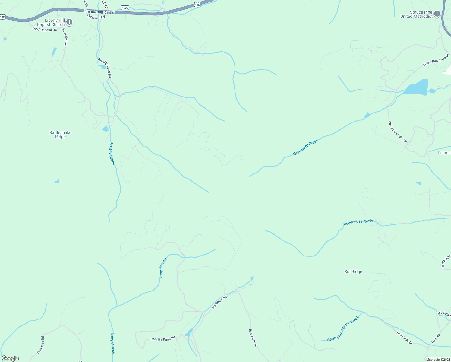 map of restaurants, bars, coffee shops, grocery stores, and more near 1024 Arrowhead Ridge Road in Spruce Pine