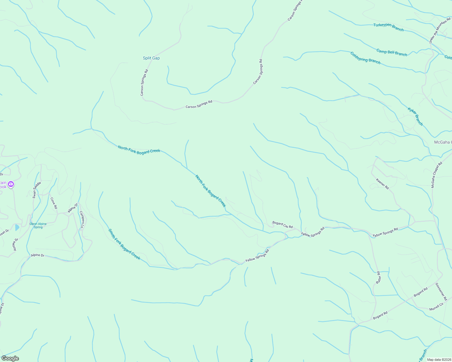 map of restaurants, bars, coffee shops, grocery stores, and more near Eagles Ridge Way in Cosby