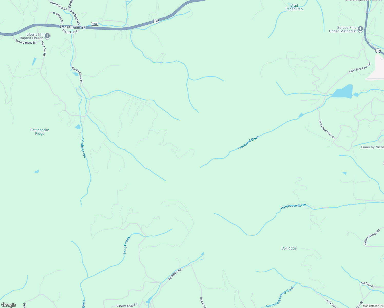 map of restaurants, bars, coffee shops, grocery stores, and more near 1024 Arrowhead Ridge Road in Spruce Pine