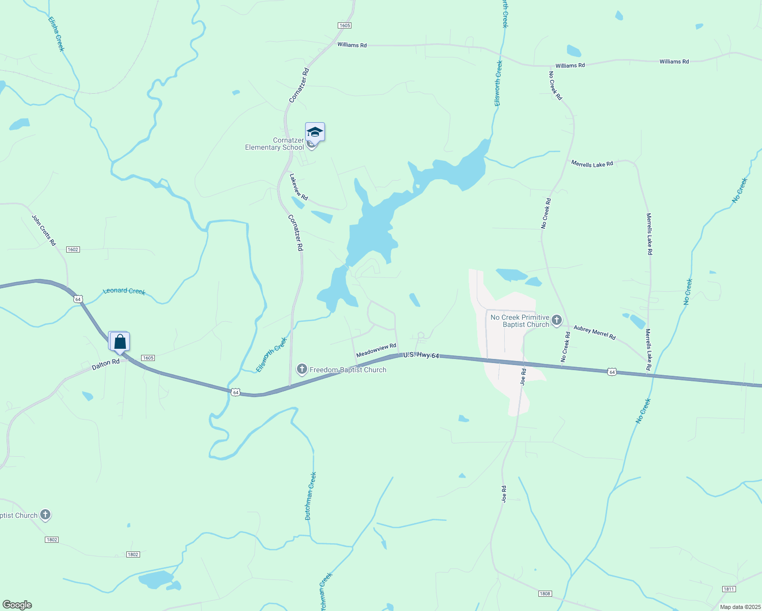 map of restaurants, bars, coffee shops, grocery stores, and more near 212 Pine Valley Road in Mocksville