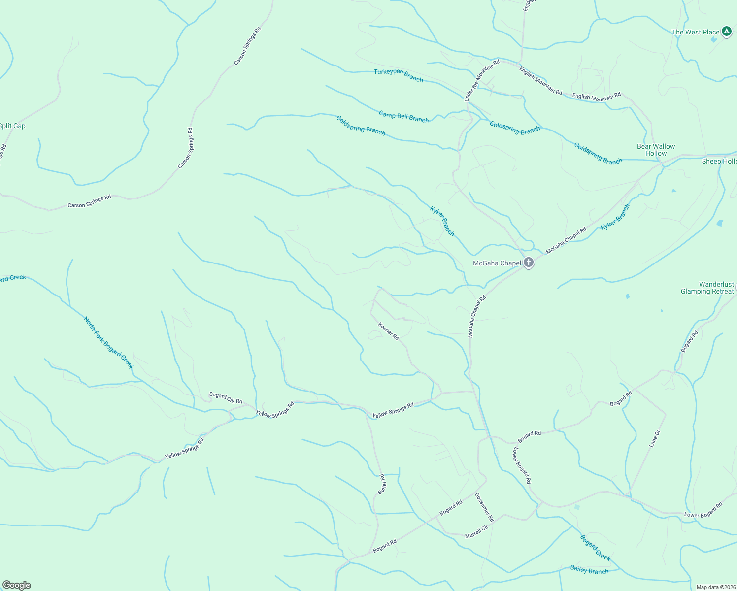 map of restaurants, bars, coffee shops, grocery stores, and more near 961 Keener Road in Cosby