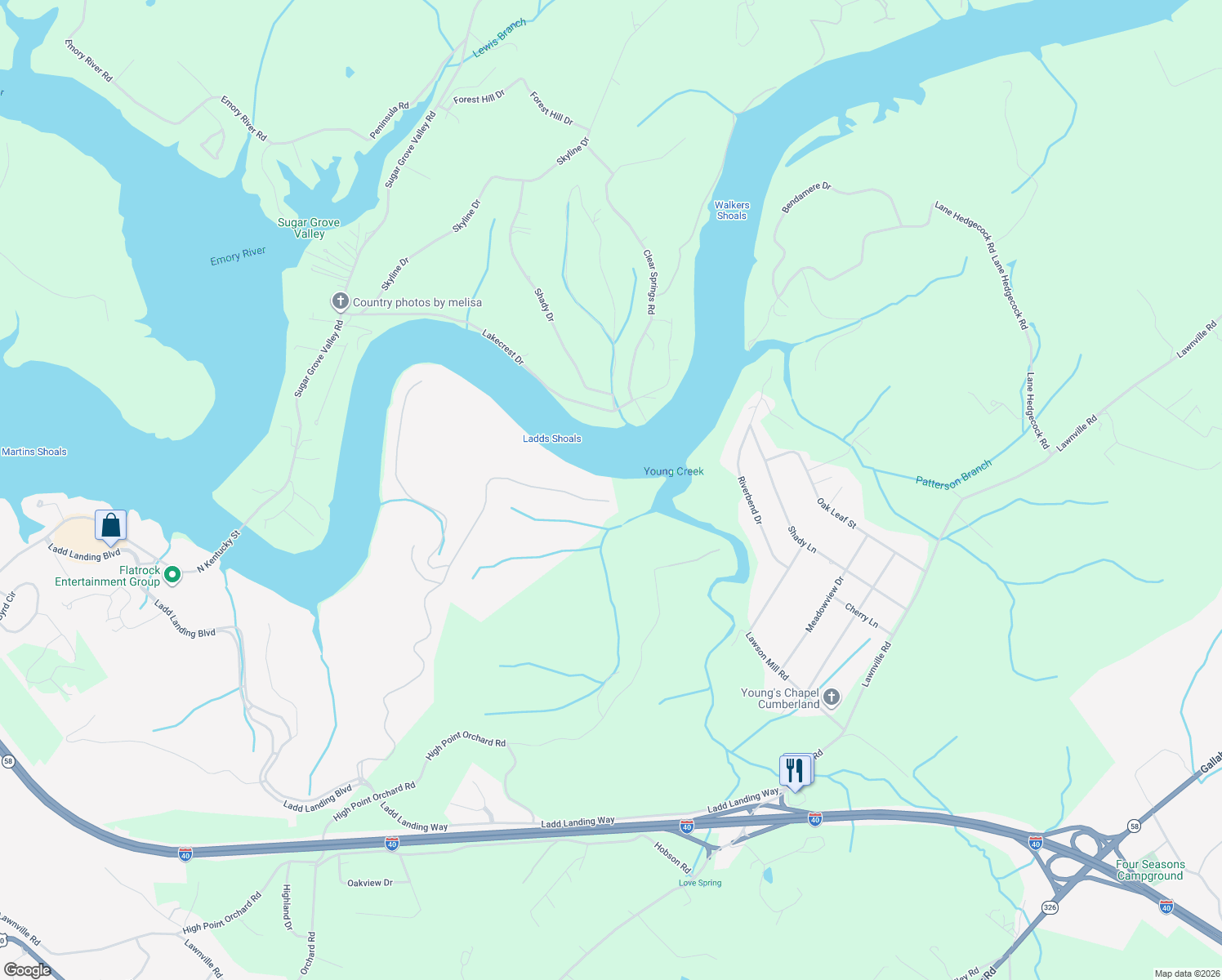 map of restaurants, bars, coffee shops, grocery stores, and more near 1039 Sheerwater Road in Kingston