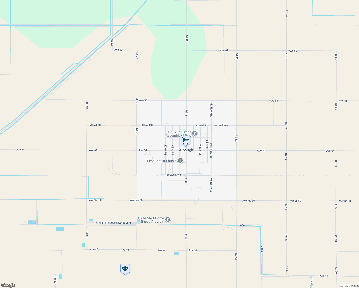 map of restaurants, bars, coffee shops, grocery stores, and more near 5400-5498 Billing Rd in Alpaugh