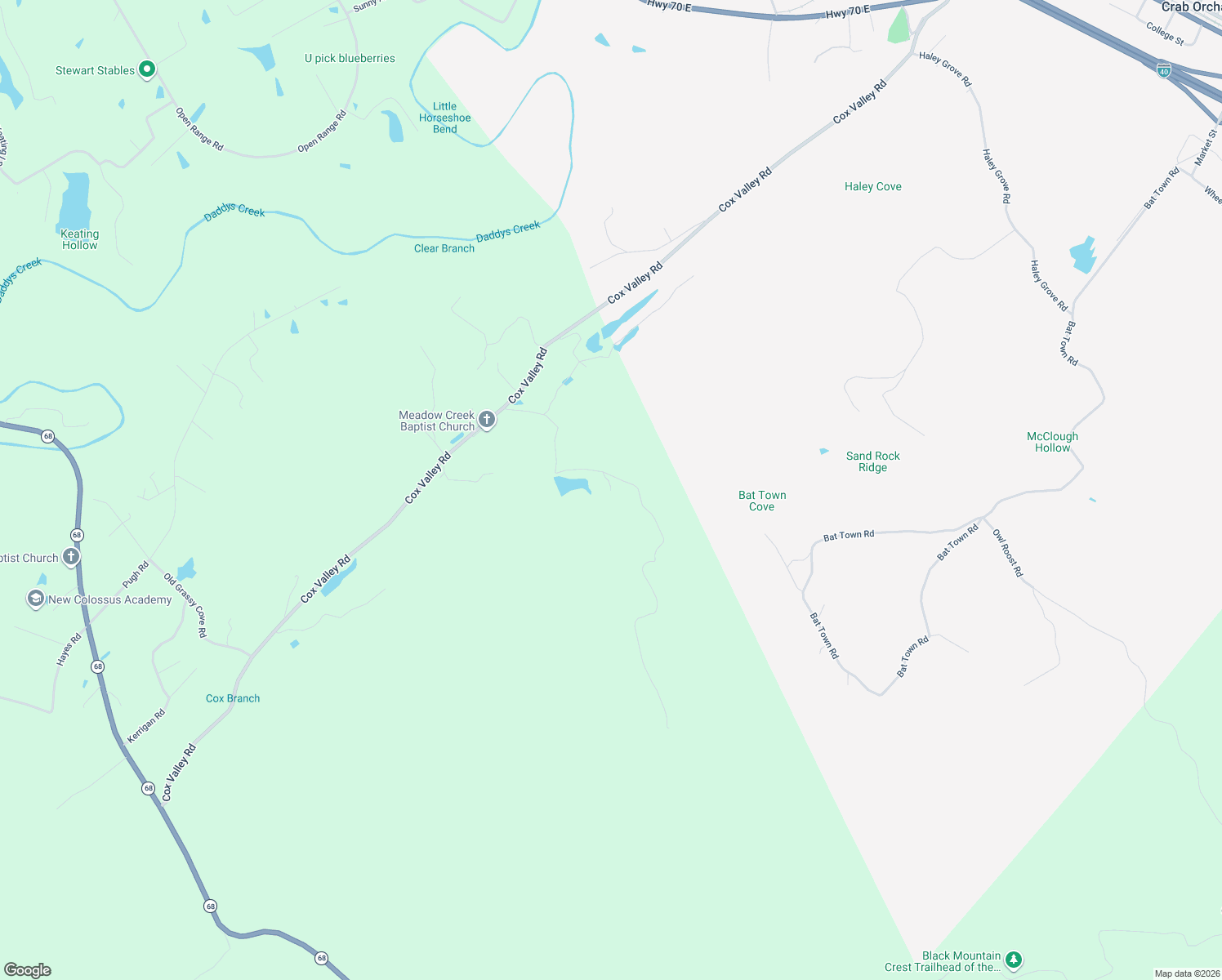 map of restaurants, bars, coffee shops, grocery stores, and more near 1478 Mawila Ridge Road in Crossville
