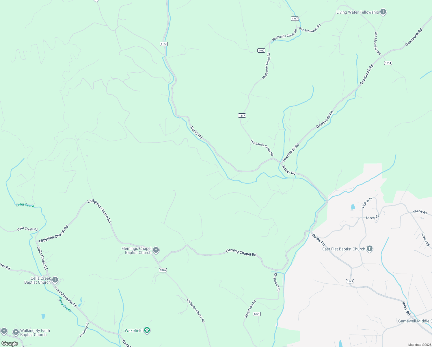 map of restaurants, bars, coffee shops, grocery stores, and more near 3765 Rocky Road in Lenoir