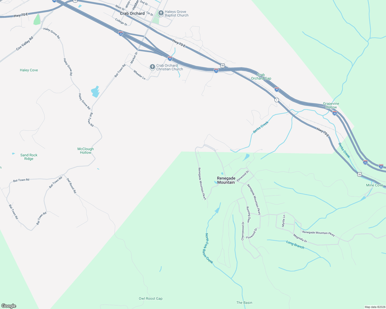 map of restaurants, bars, coffee shops, grocery stores, and more near 3834 Renegade Mountain Parkway in Crab Orchard