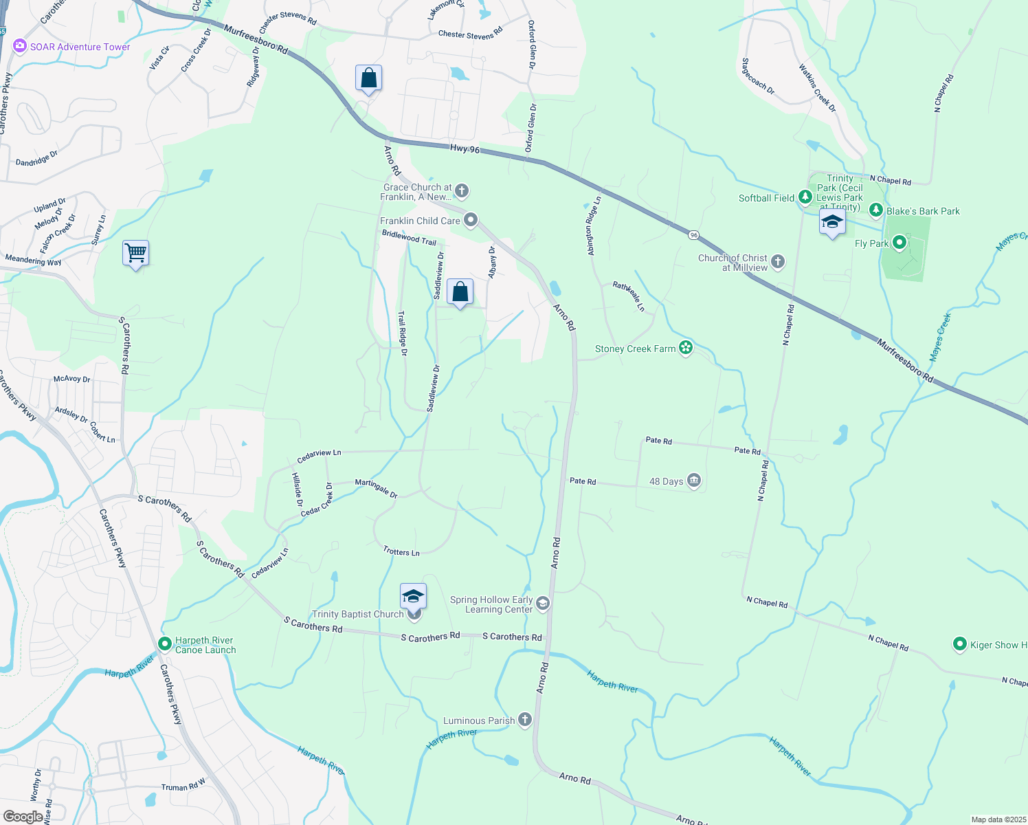 map of restaurants, bars, coffee shops, grocery stores, and more near 4213 Cassie Ct in Franklin