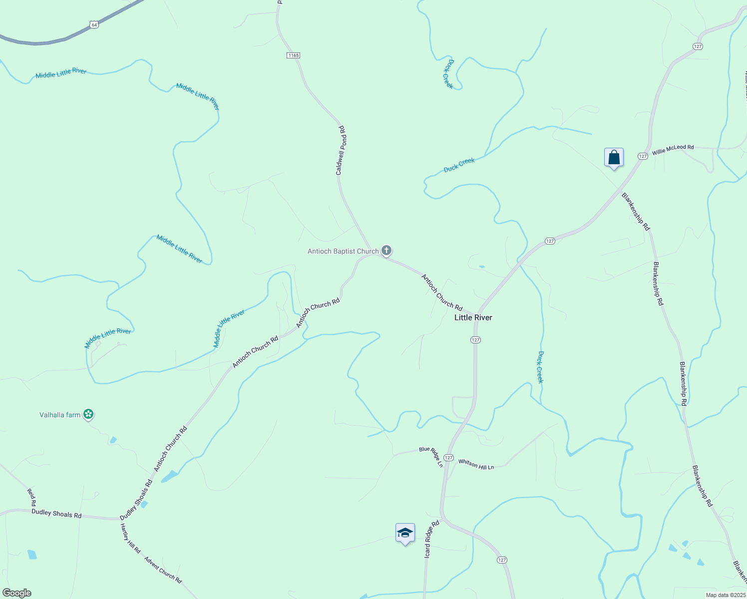 map of restaurants, bars, coffee shops, grocery stores, and more near 975 Antioch Church Road in Taylorsville