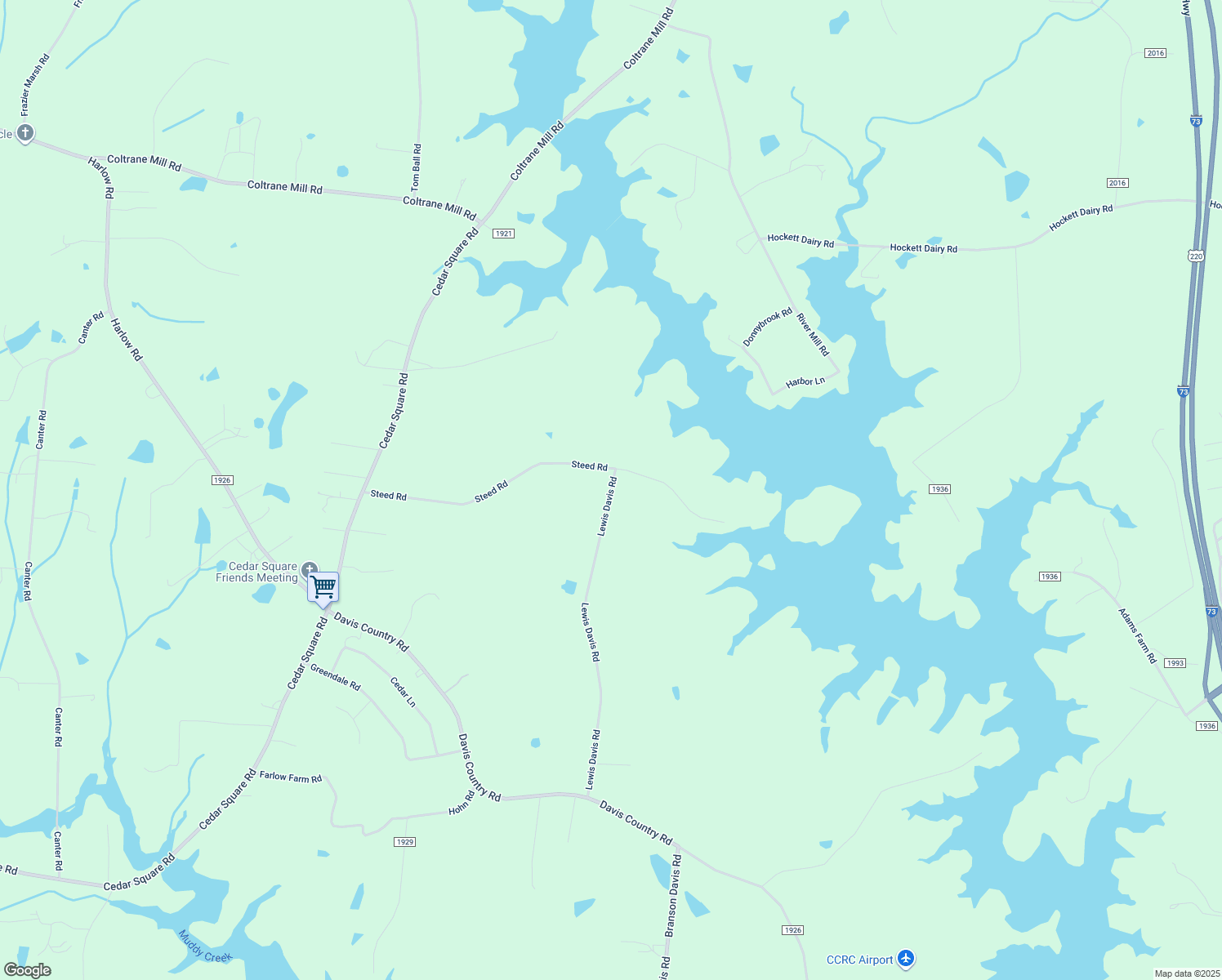 map of restaurants, bars, coffee shops, grocery stores, and more near 6584 Lewis Davis Road in Randleman