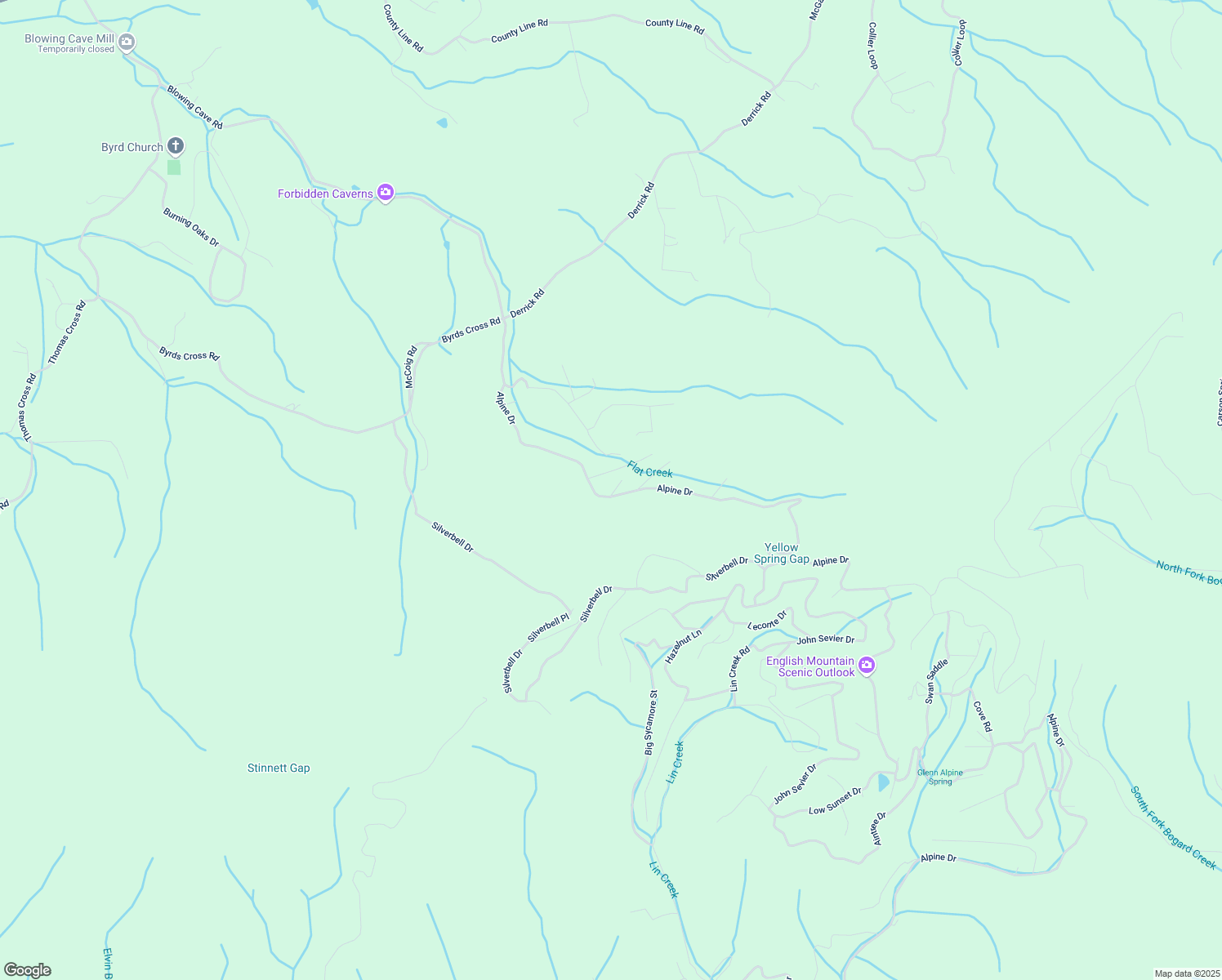 map of restaurants, bars, coffee shops, grocery stores, and more near 750 Alpine Drive in Sevierville