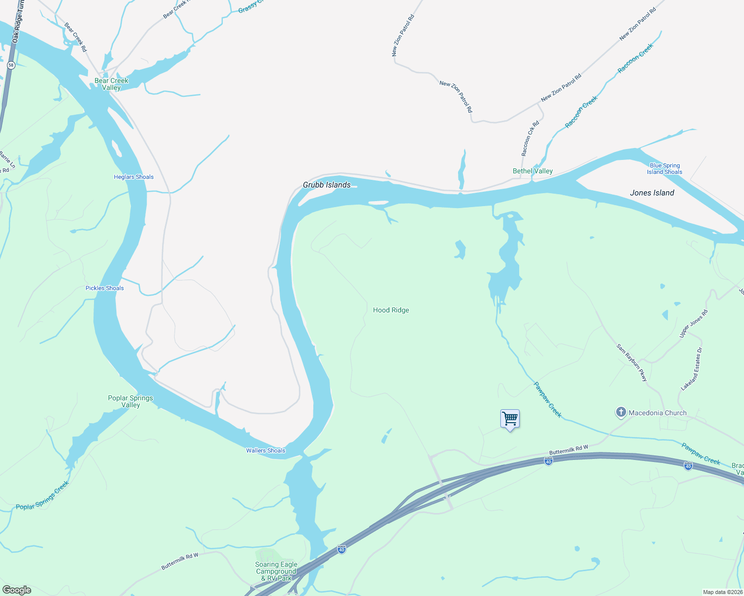 map of restaurants, bars, coffee shops, grocery stores, and more near 247-451 Blackburn Lane in Lenoir City