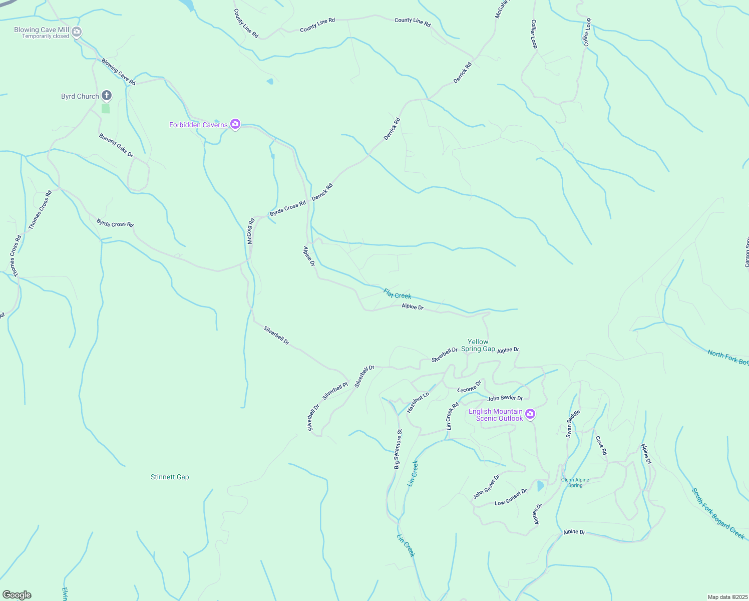 map of restaurants, bars, coffee shops, grocery stores, and more near 750 Alpine Drive in Sevierville
