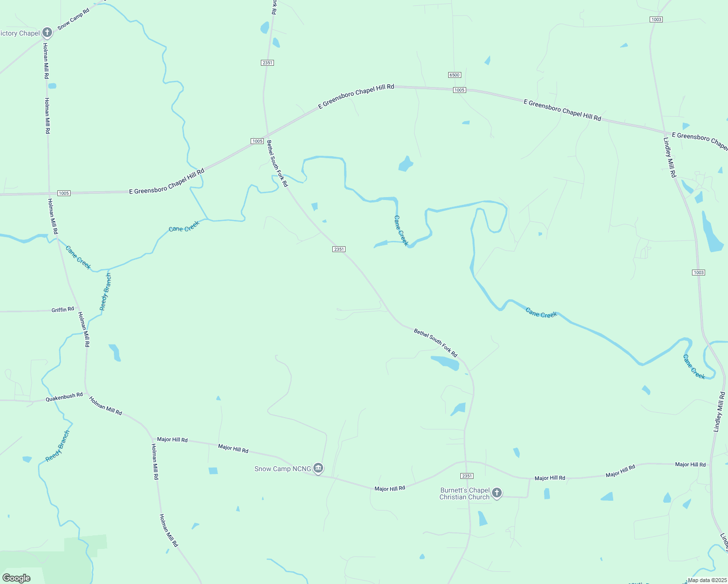 map of restaurants, bars, coffee shops, grocery stores, and more near 7265 Bethel South Fork Road in Graham
