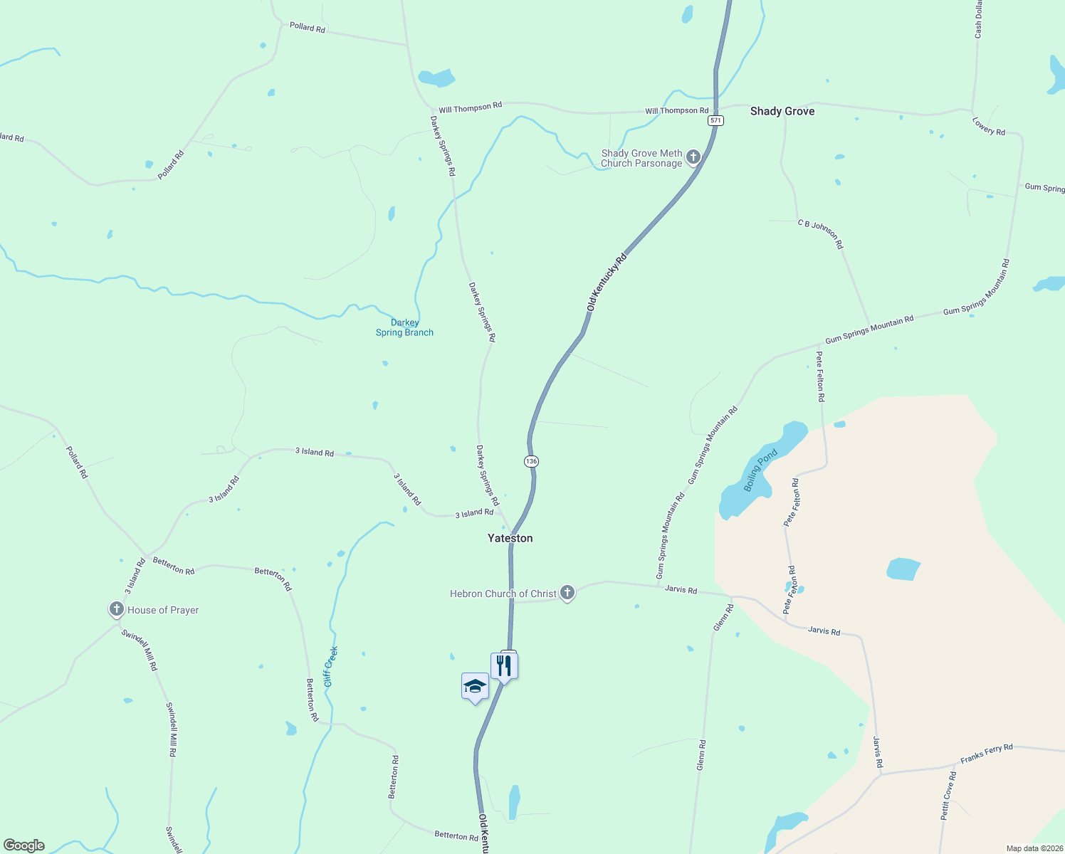 map of restaurants, bars, coffee shops, grocery stores, and more near 14133 County Highway 571 in Walling