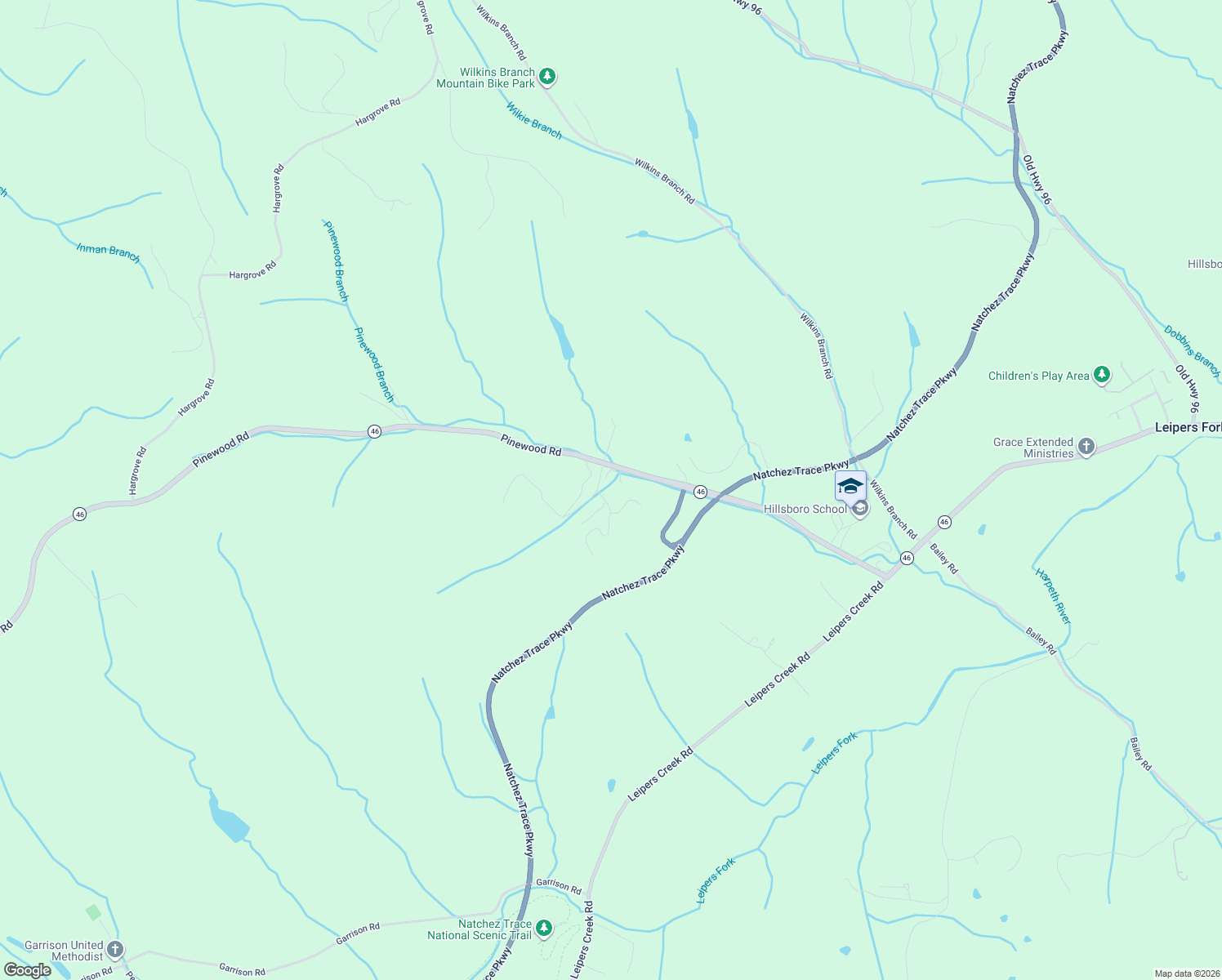 map of restaurants, bars, coffee shops, grocery stores, and more near 5467 Pinewood Road in Franklin