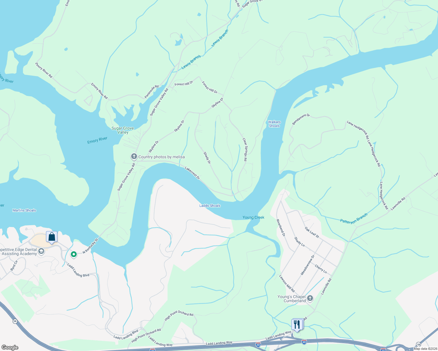 map of restaurants, bars, coffee shops, grocery stores, and more near 215 Shady Drive in Harriman