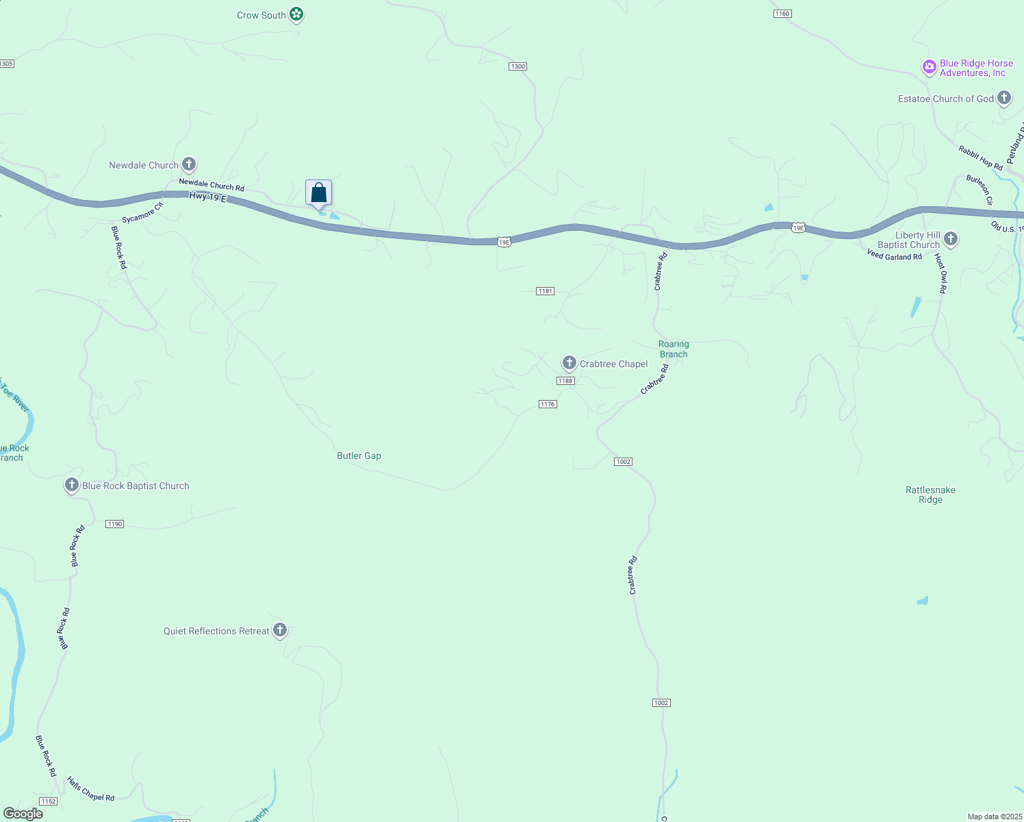 map of restaurants, bars, coffee shops, grocery stores, and more near 26 Forbes Lane in Spruce Pine
