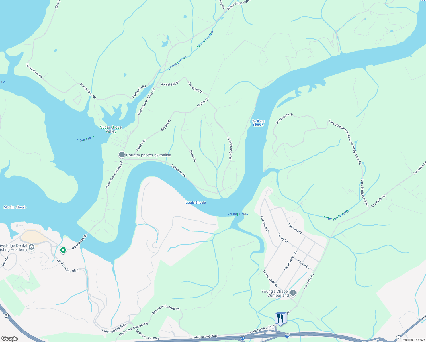 map of restaurants, bars, coffee shops, grocery stores, and more near 215 Shady Drive in Harriman