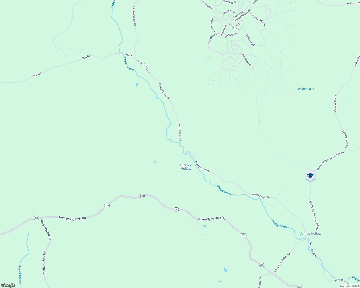 map of restaurants, bars, coffee shops, grocery stores, and more near 2650 Pretty Creek Road in Nunnelly