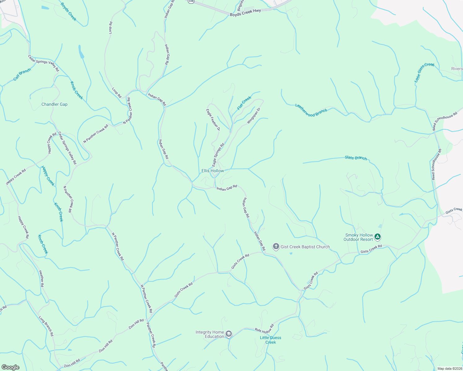 map of restaurants, bars, coffee shops, grocery stores, and more near 505-655 Indian Gap Road in Sevierville