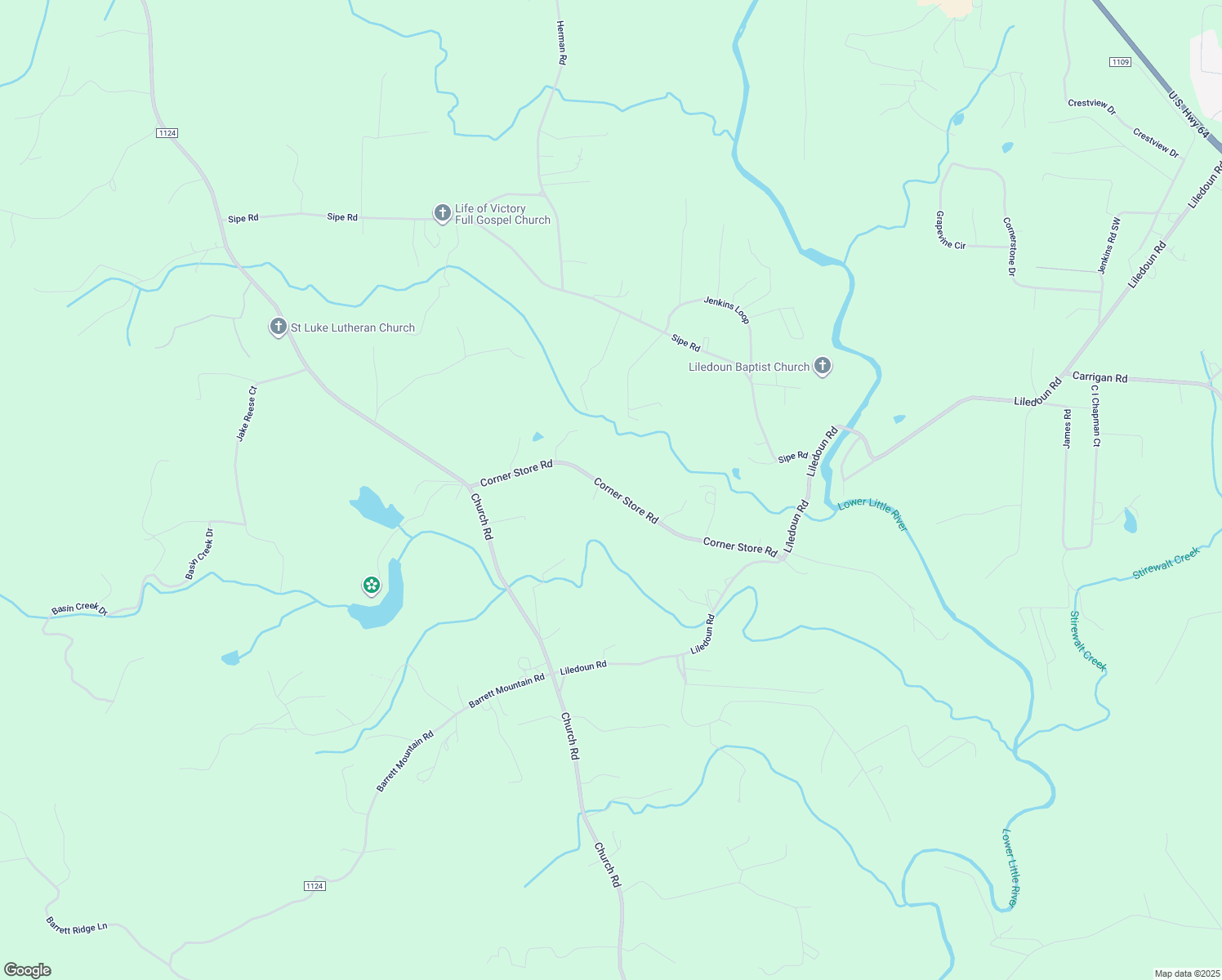 map of restaurants, bars, coffee shops, grocery stores, and more near Corner Store Road in Taylorsville