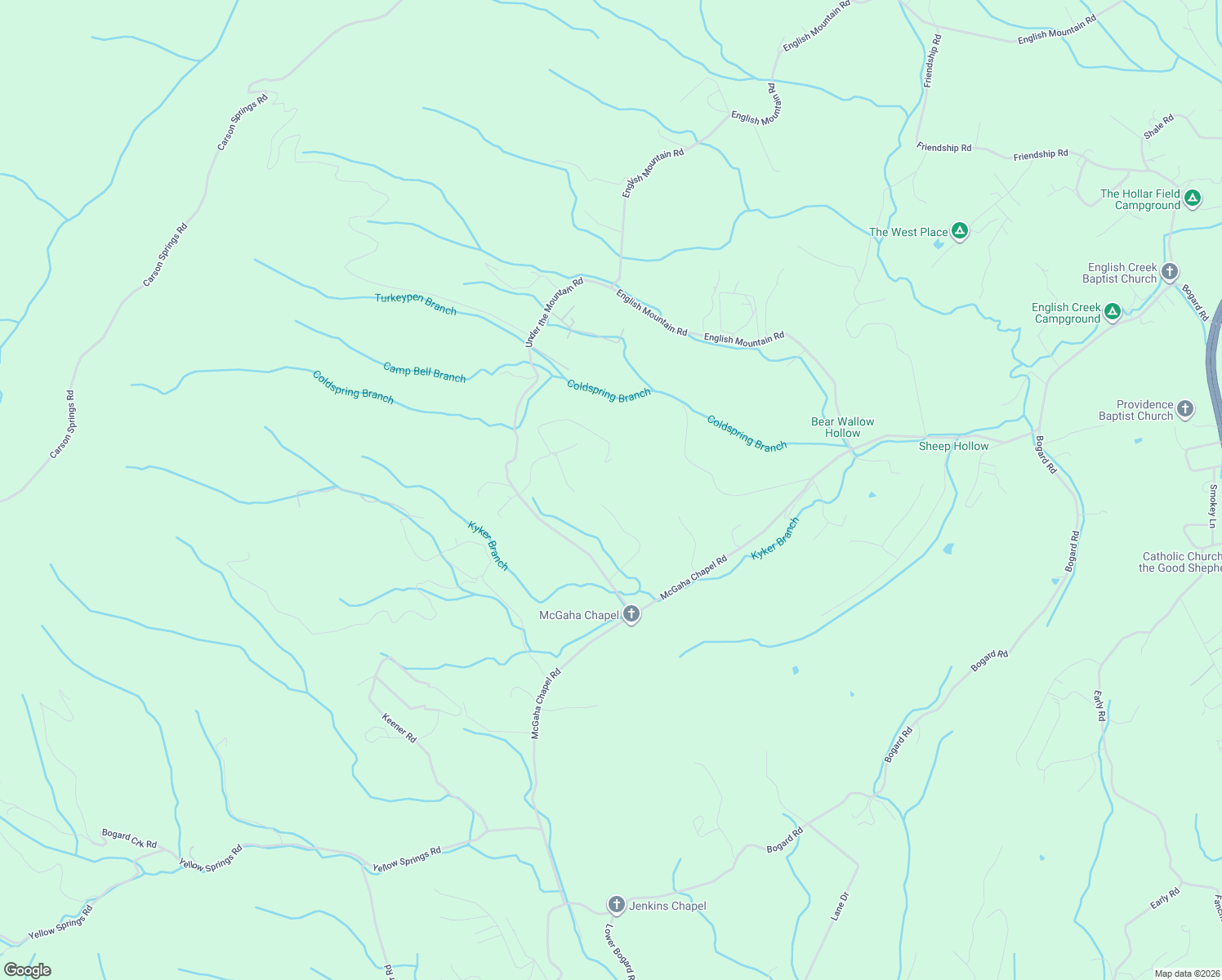 map of restaurants, bars, coffee shops, grocery stores, and more near 973 Meadow Brooke Way in Cosby
