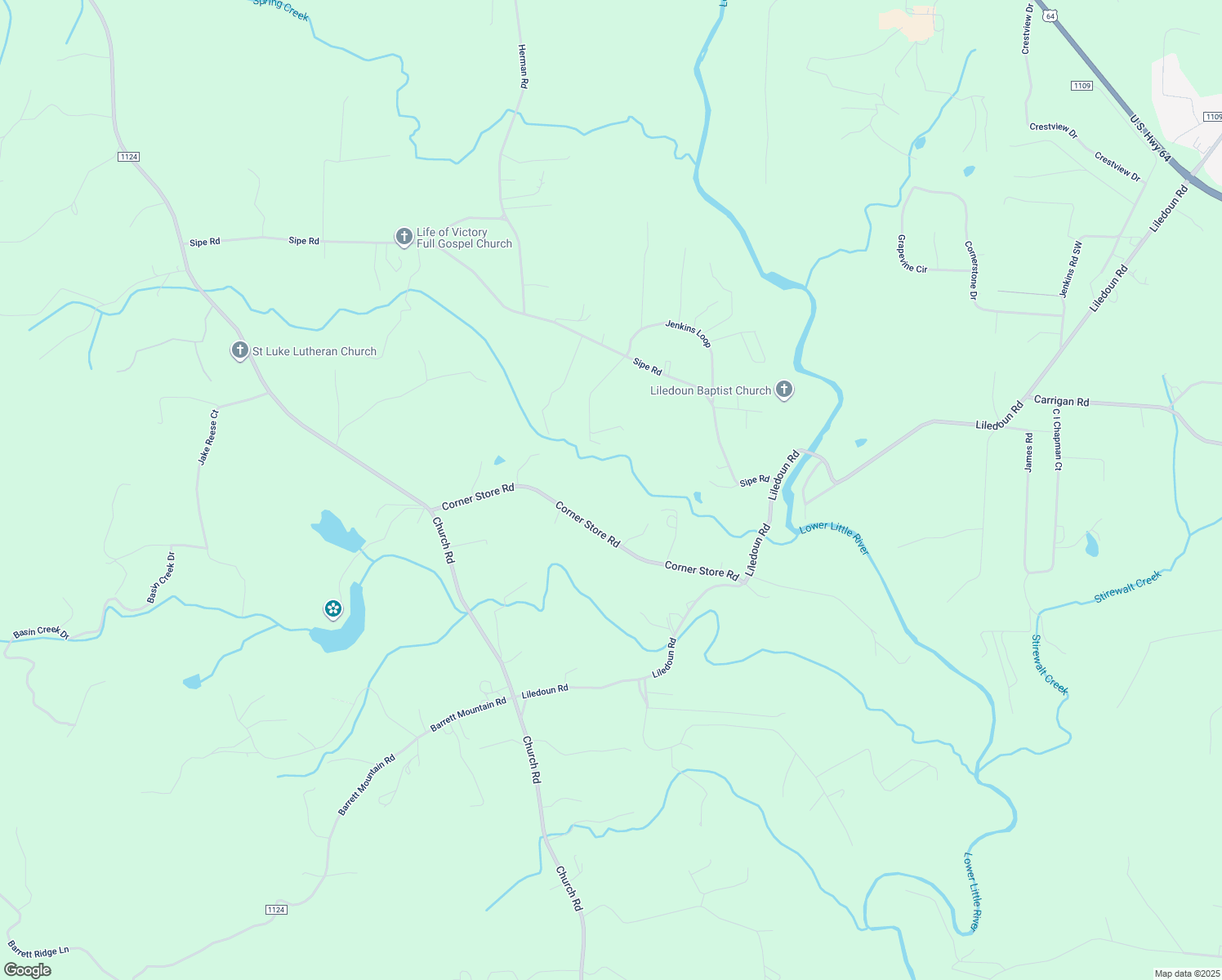 map of restaurants, bars, coffee shops, grocery stores, and more near Corner Store Road in Taylorsville